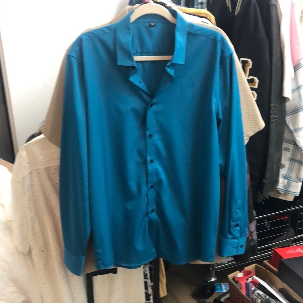 Men's Blue Button Down Dress Shirt